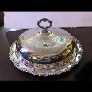 Vintage Silver Serving Platter with Lid. Like New.